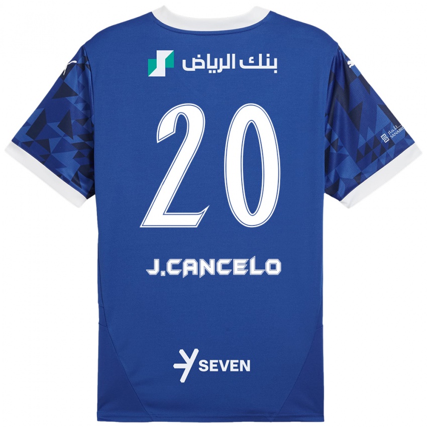 Heren Joao Cancelo #20 Donkerblauw Wit Thuisshirt Thuistenue 2024/25 T-Shirt