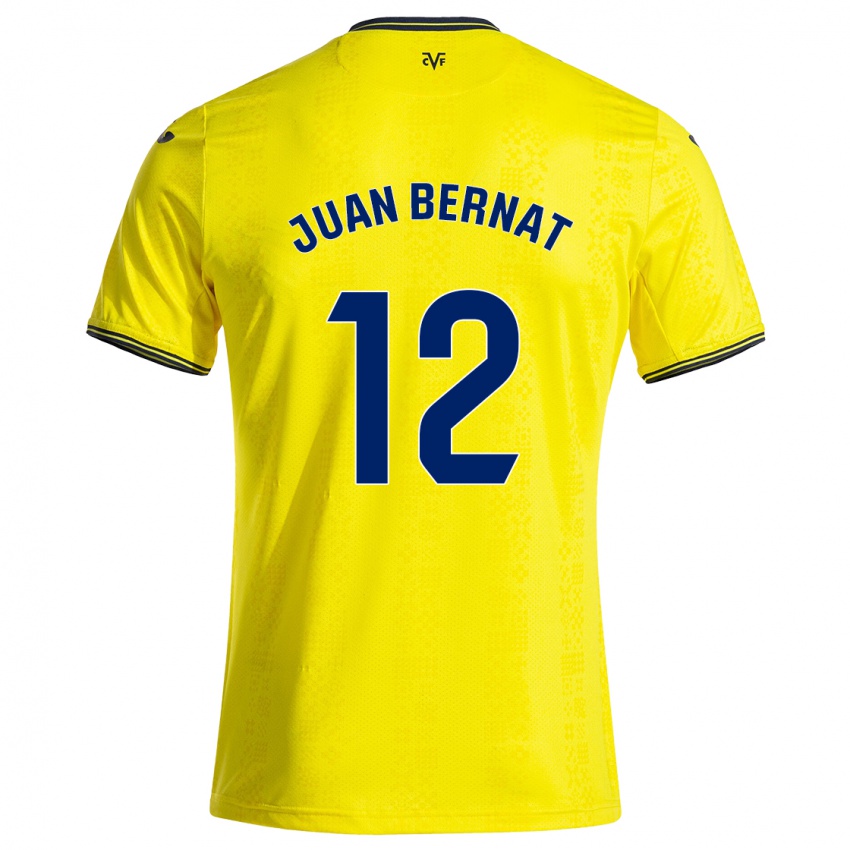 Heren Juan Bernat #12 Geel Zwart Thuisshirt Thuistenue 2024/25 T-Shirt