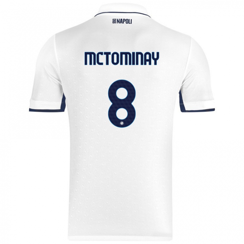 Heren Scott Mctominay #8 Wit Koningsblauw Uitshirt Uittenue 2024/25 T-Shirt