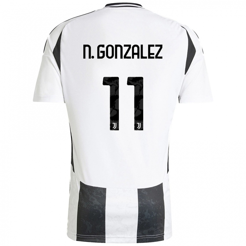 Heren Nicolas Gonzalez #11 Wit Zwart Thuisshirt Thuistenue 2024/25 T-Shirt