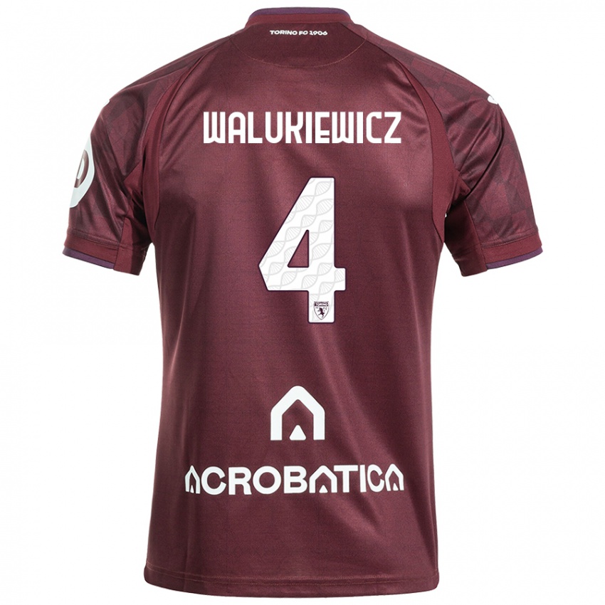 Heren Sebastian Walukiewicz #4 Kastanjebruin Wit Thuisshirt Thuistenue 2024/25 T-Shirt