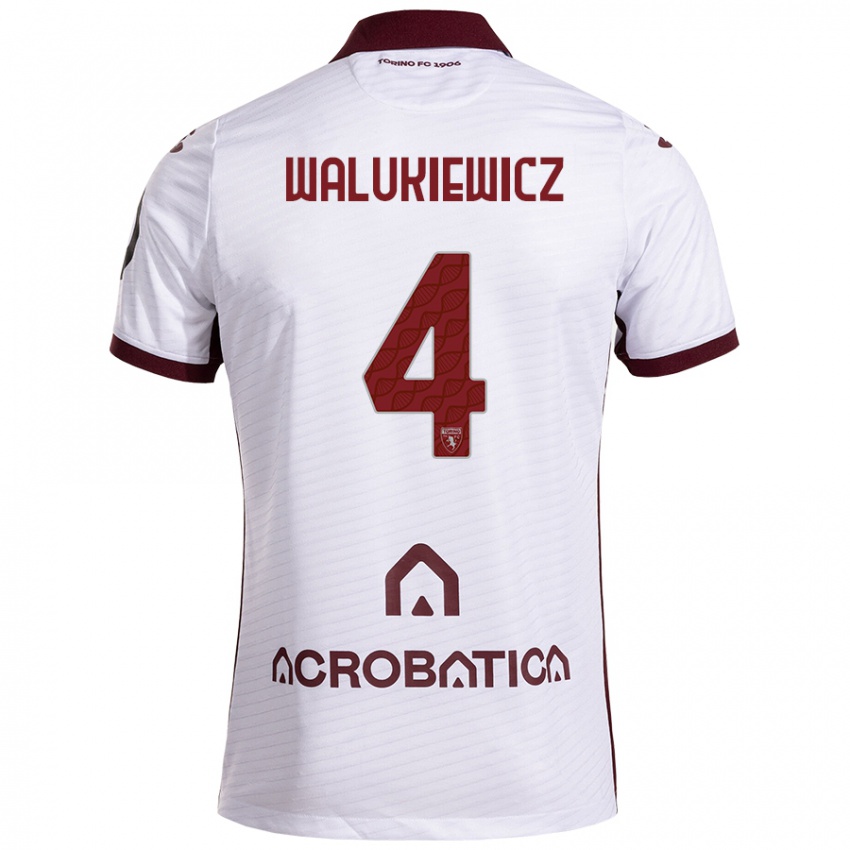 Heren Sebastian Walukiewicz #4 Wit Kastanjebruin Uitshirt Uittenue 2024/25 T-Shirt