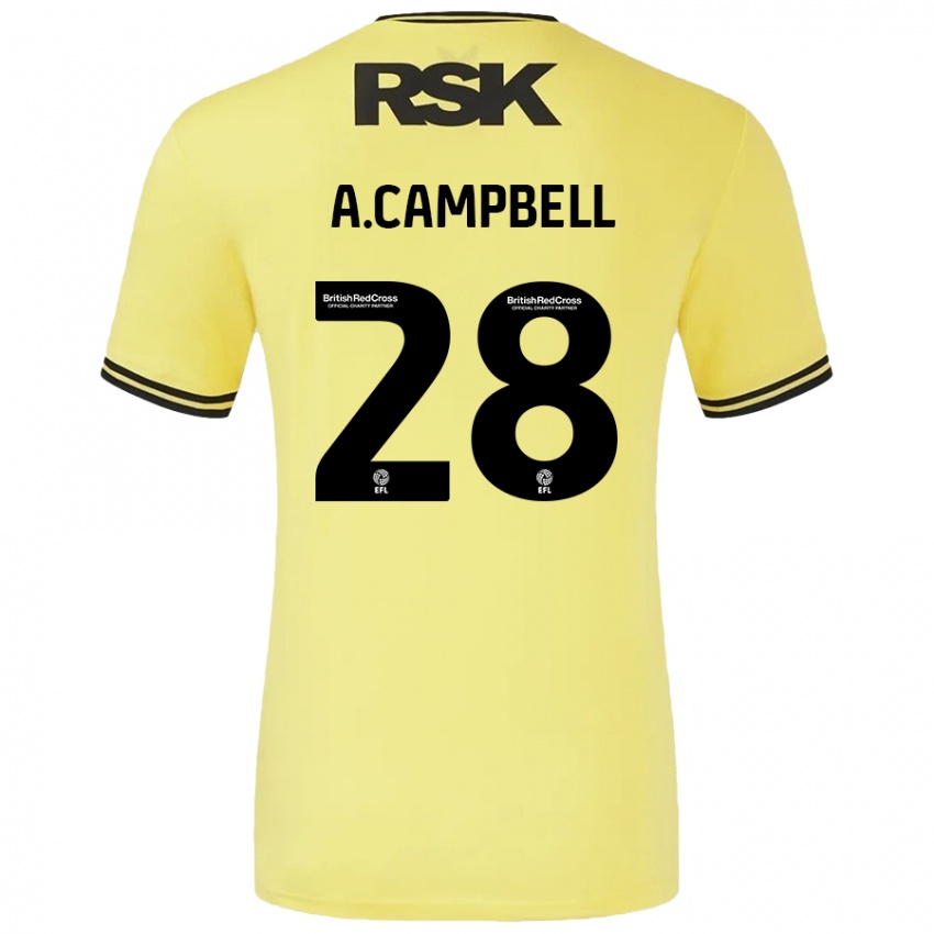 Dames Allan Campbell #28 Geel Zwart Uitshirt Uittenue 2024/25 T-Shirt