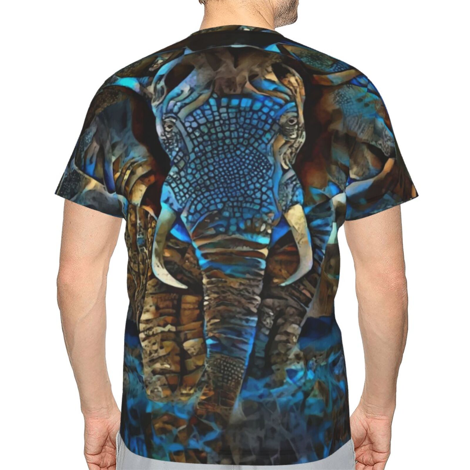 Olifant Bruin Blauw Mix Mdeia-elementen Klassiek T-shirt