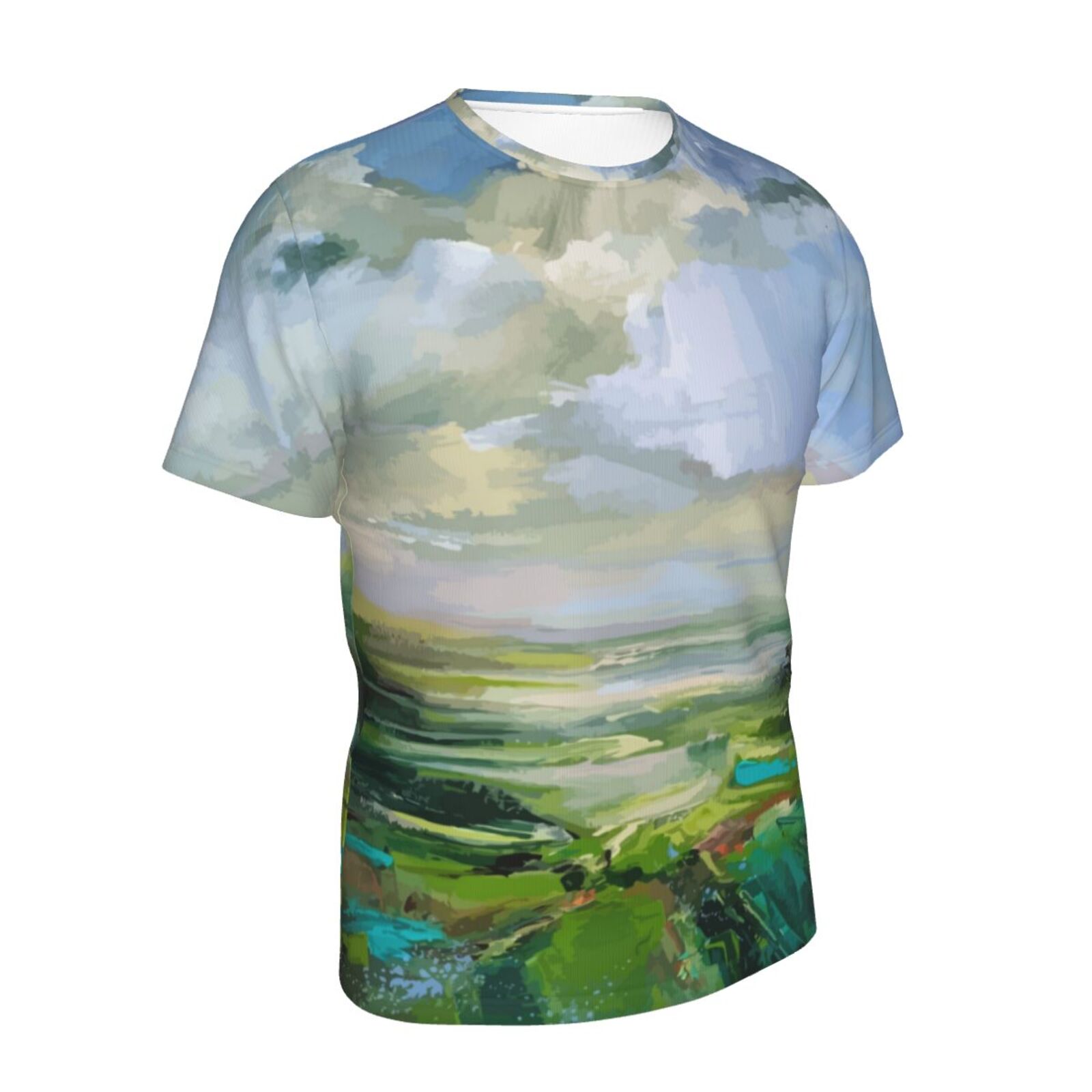 Klassiek T-shirt Met Zomergroen Schilderijelementen