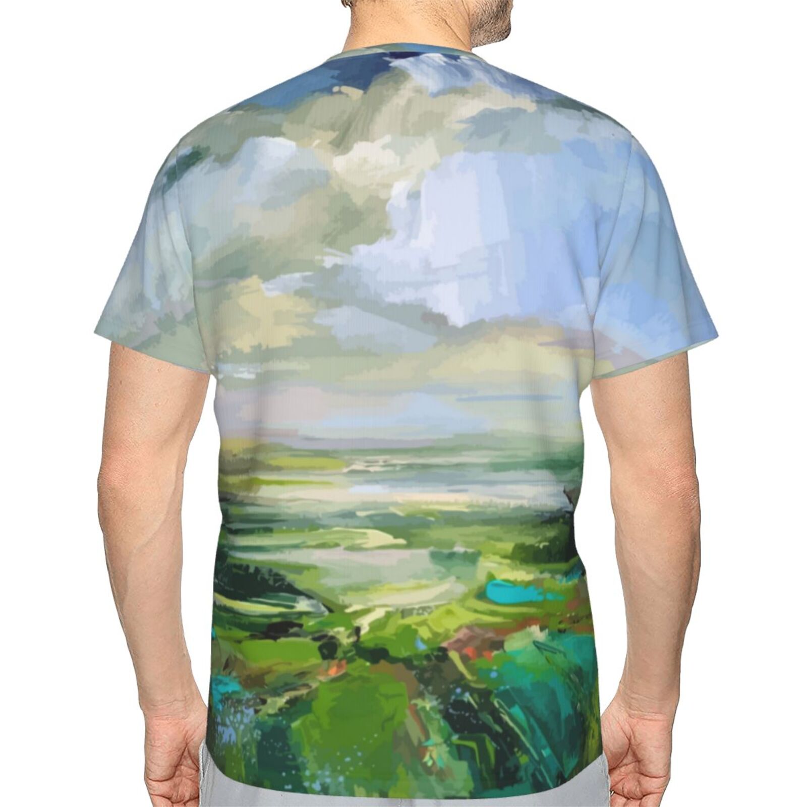 Klassiek T-shirt Met Zomergroen Schilderijelementen